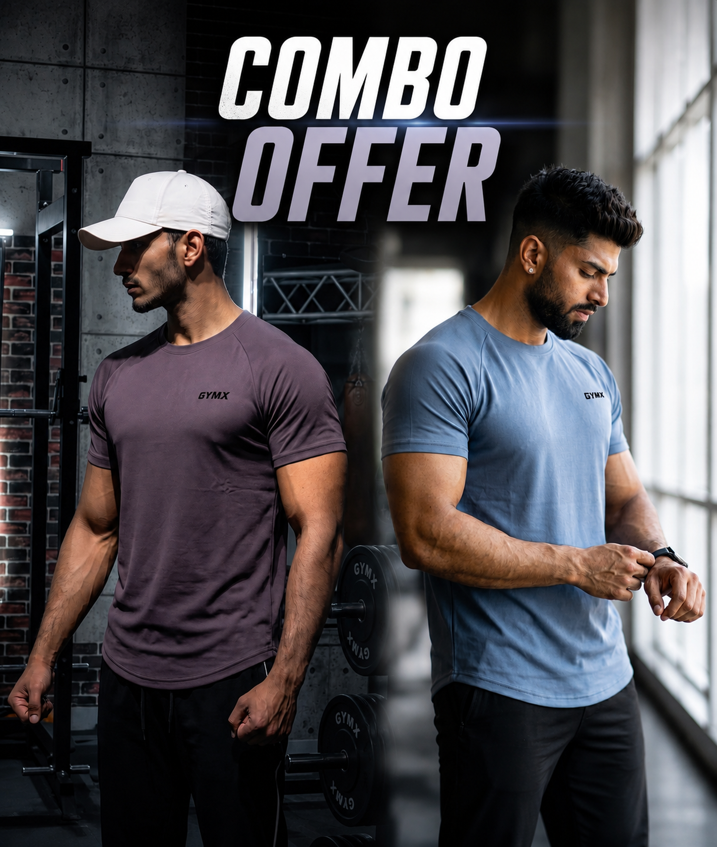 Combo Offer: Elitex Flex Tee: Shadow Plum + Arctic Blue
