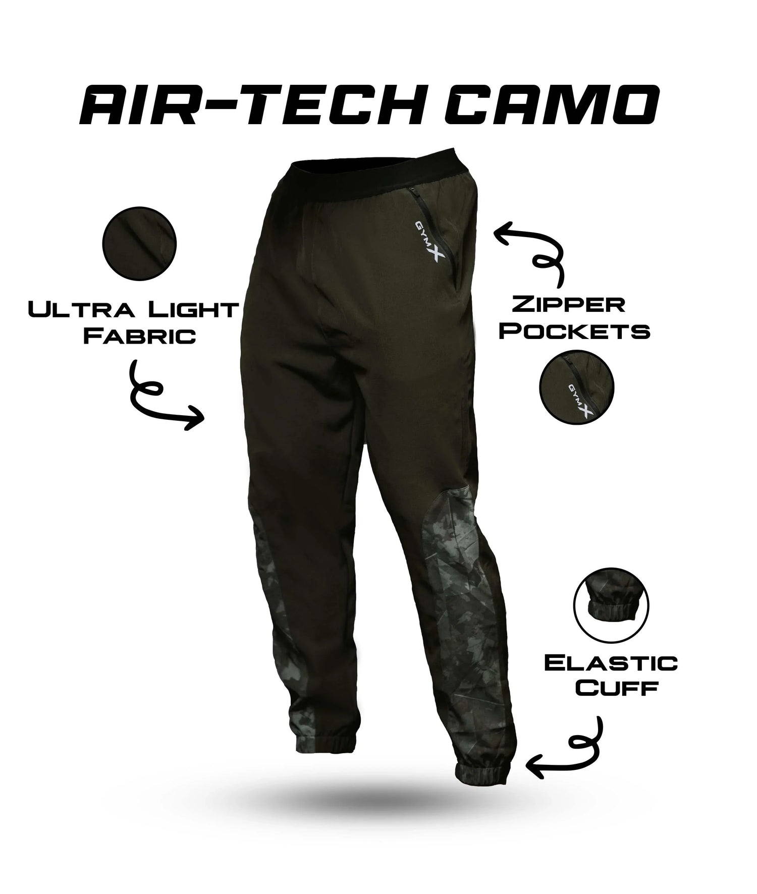 Air-Tech GymX Camo Bottoms: Army Green - GymX