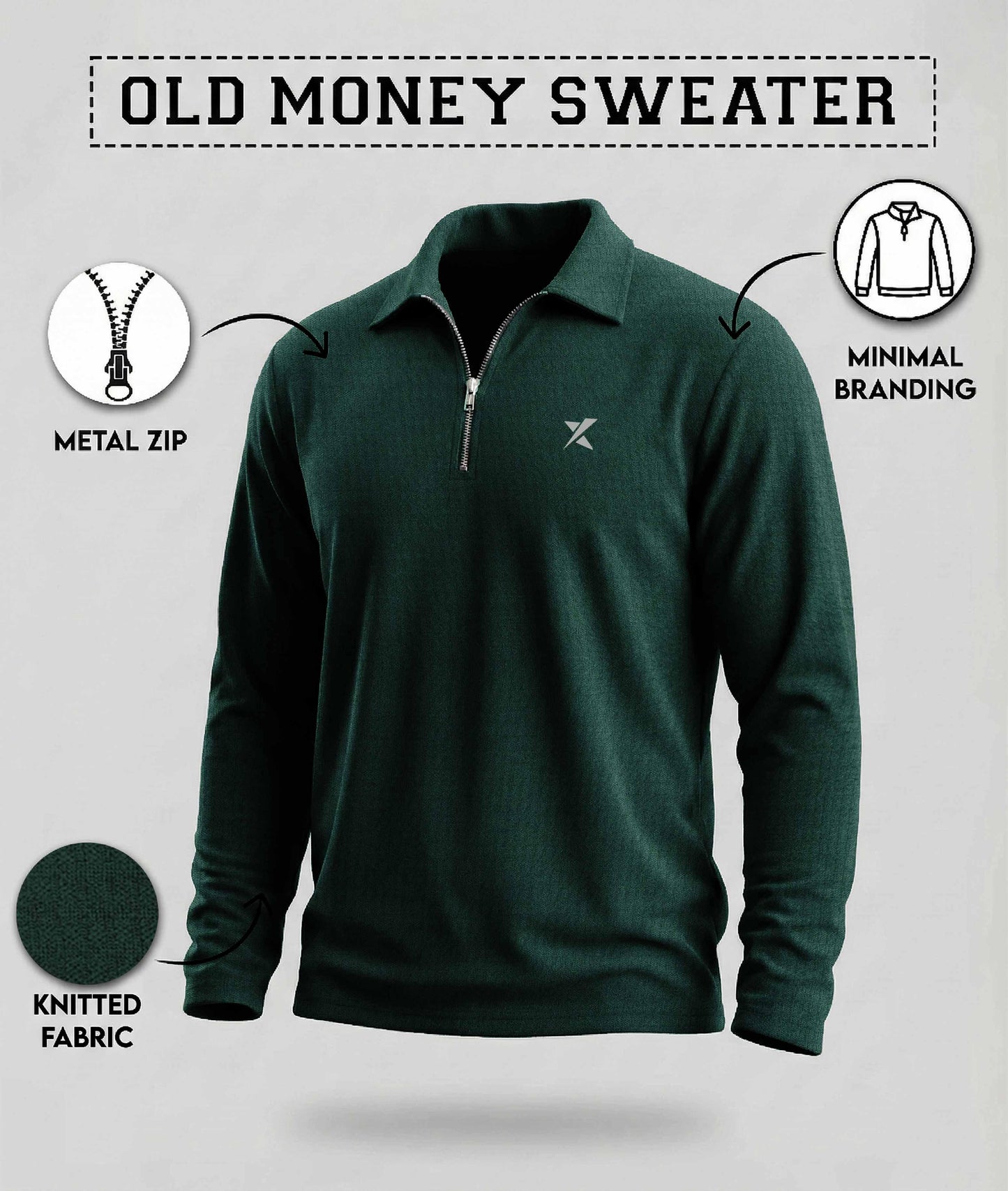 Old Money Oversized Knitted Sweater: Luxury Green- Final Sale