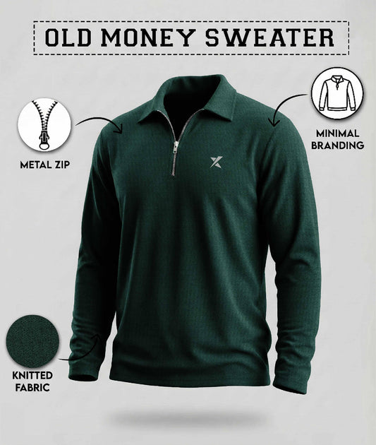 Old Money Oversized Knitted Sweater: Luxury Green