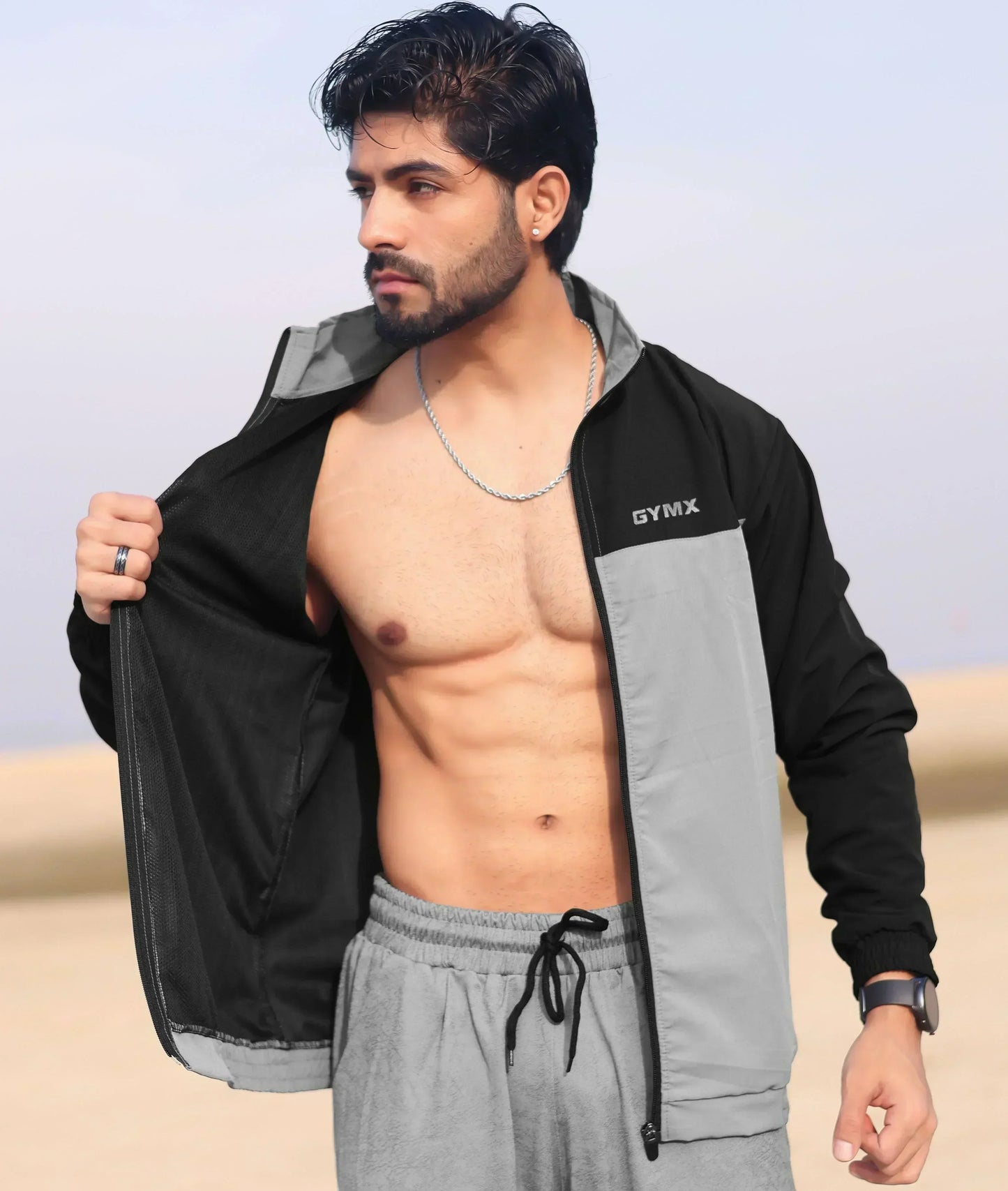 Dual GymX Windcheaters: Black with Grey - Sale