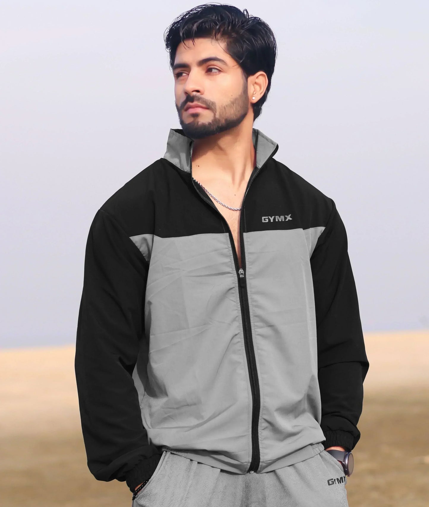 Dual GymX Windcheaters: Black with Grey - Sale