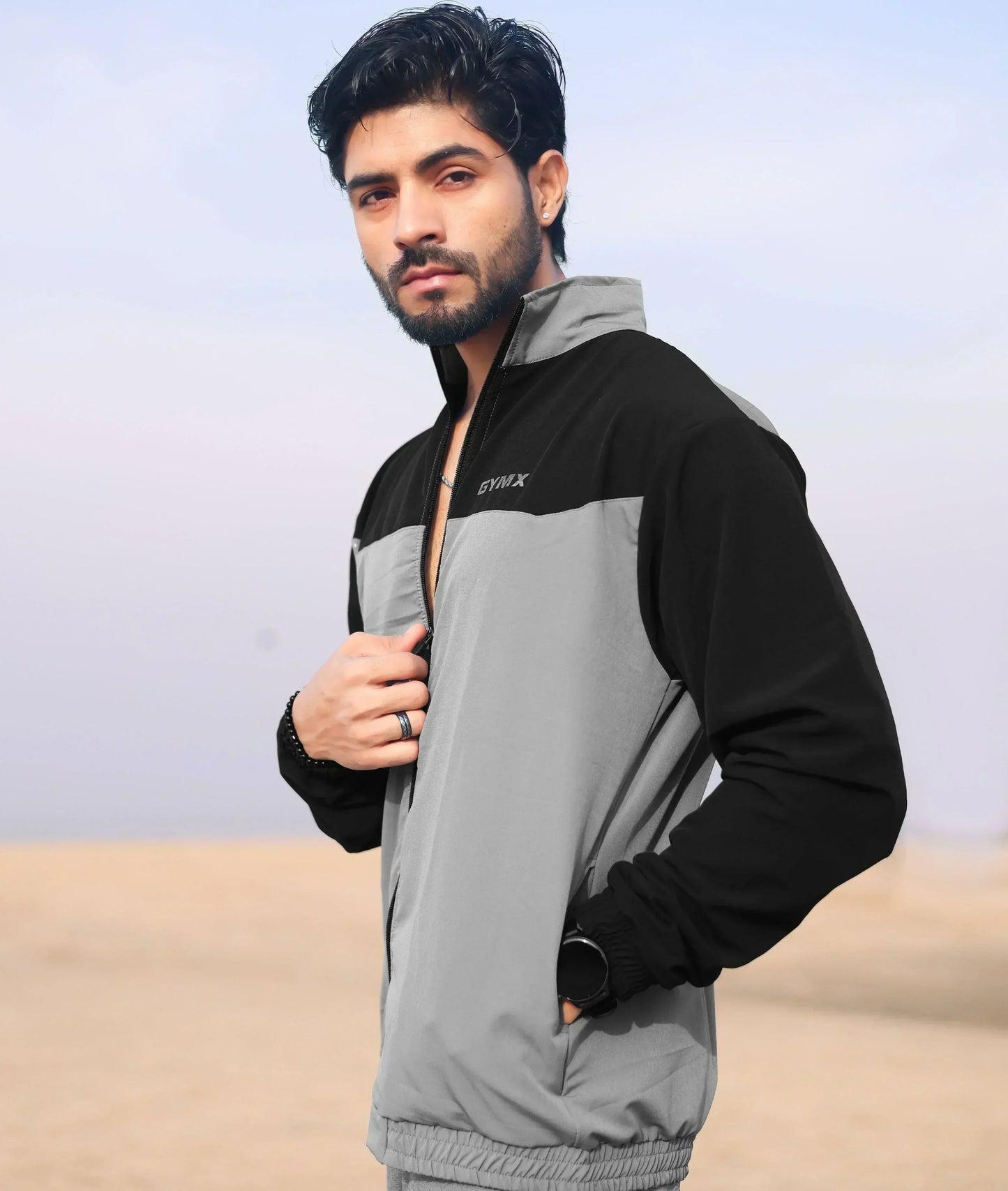 Dual GymX Windcheaters: Black with Grey - Sale