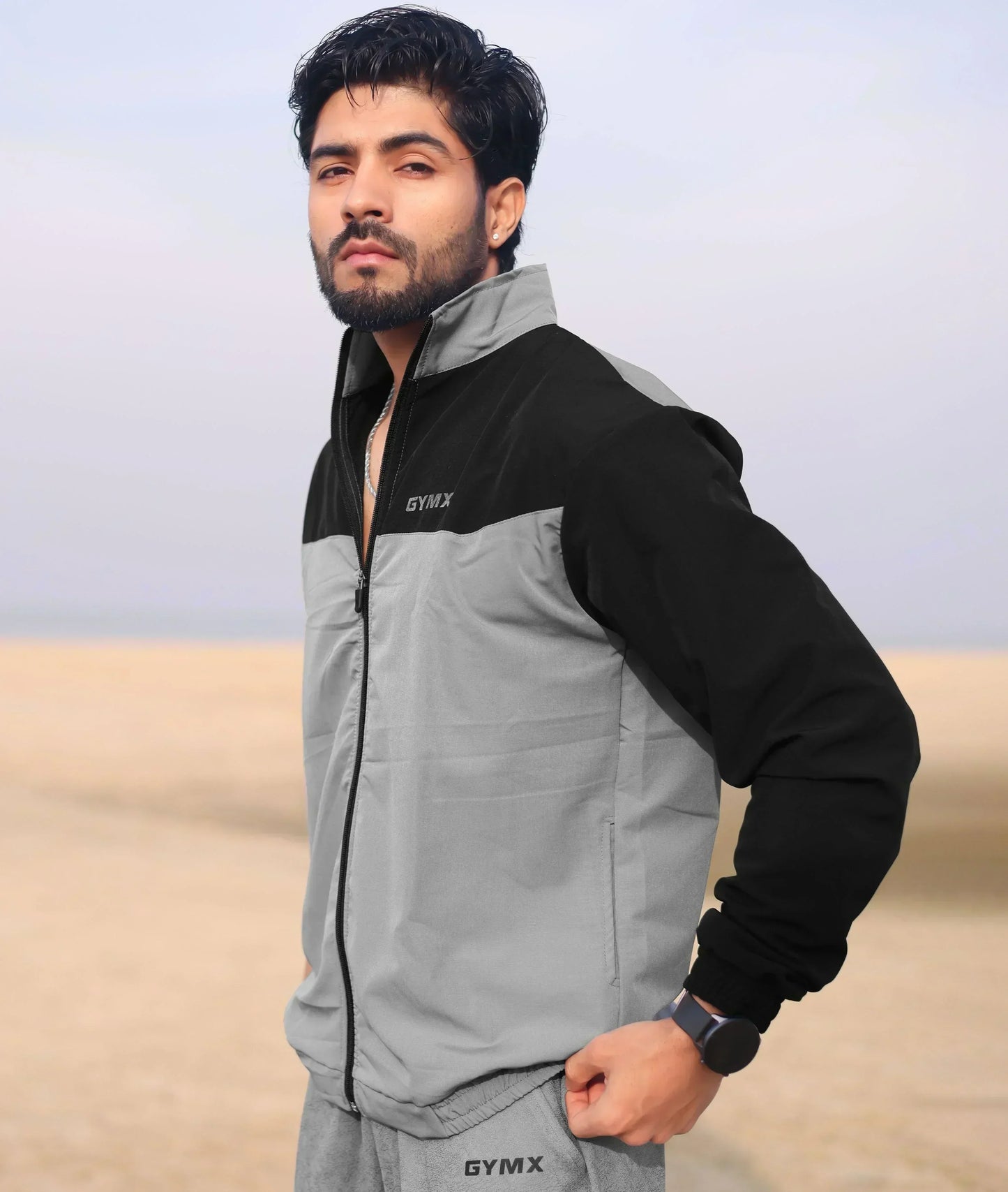 Dual GymX Windcheaters: Black with Grey - Sale