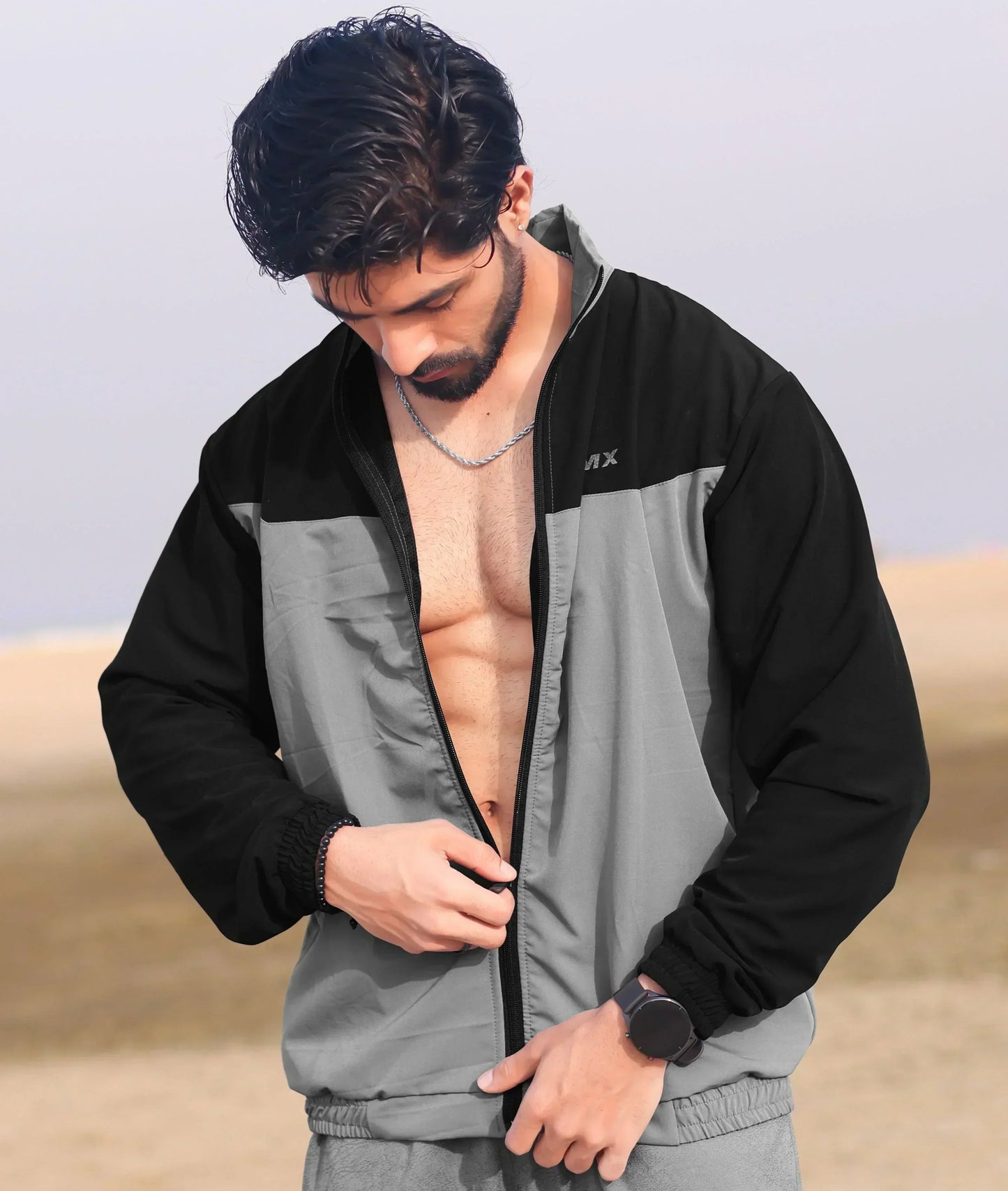 Dual GymX Windcheaters: Black with Grey - Sale