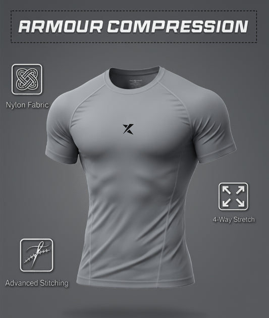 Armour Compression Tees: Gun Metal Grey