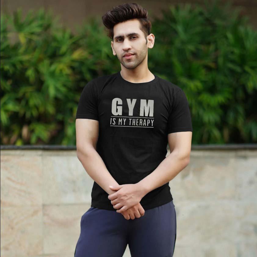 GYM IS MY THERAPY Gymx Black Tee - Sale
