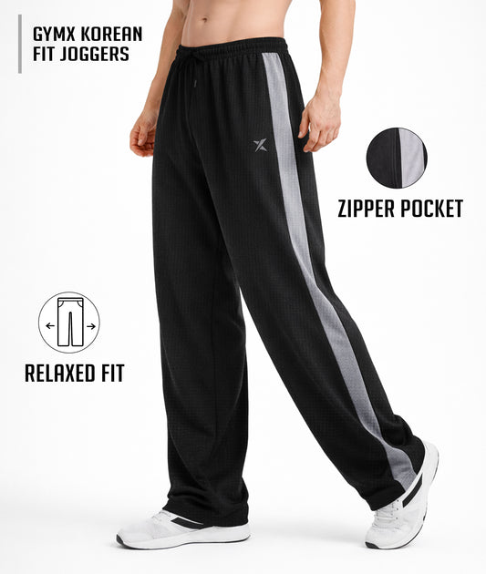 Korean Relaxed Fit GymX Joggers – Black
