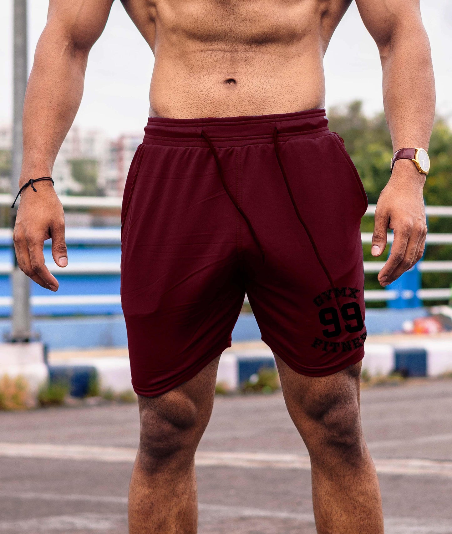 Oversized GymX Maroon Shorts: GymX 99 Fitness