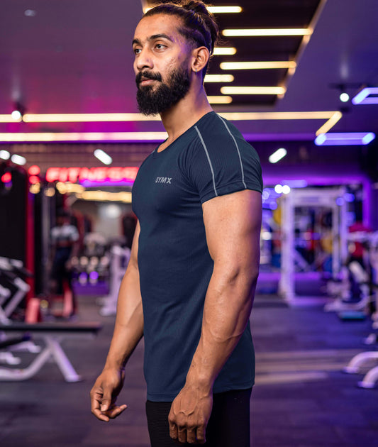Active Air Checks GymX Tee: Elite Blue - GymX