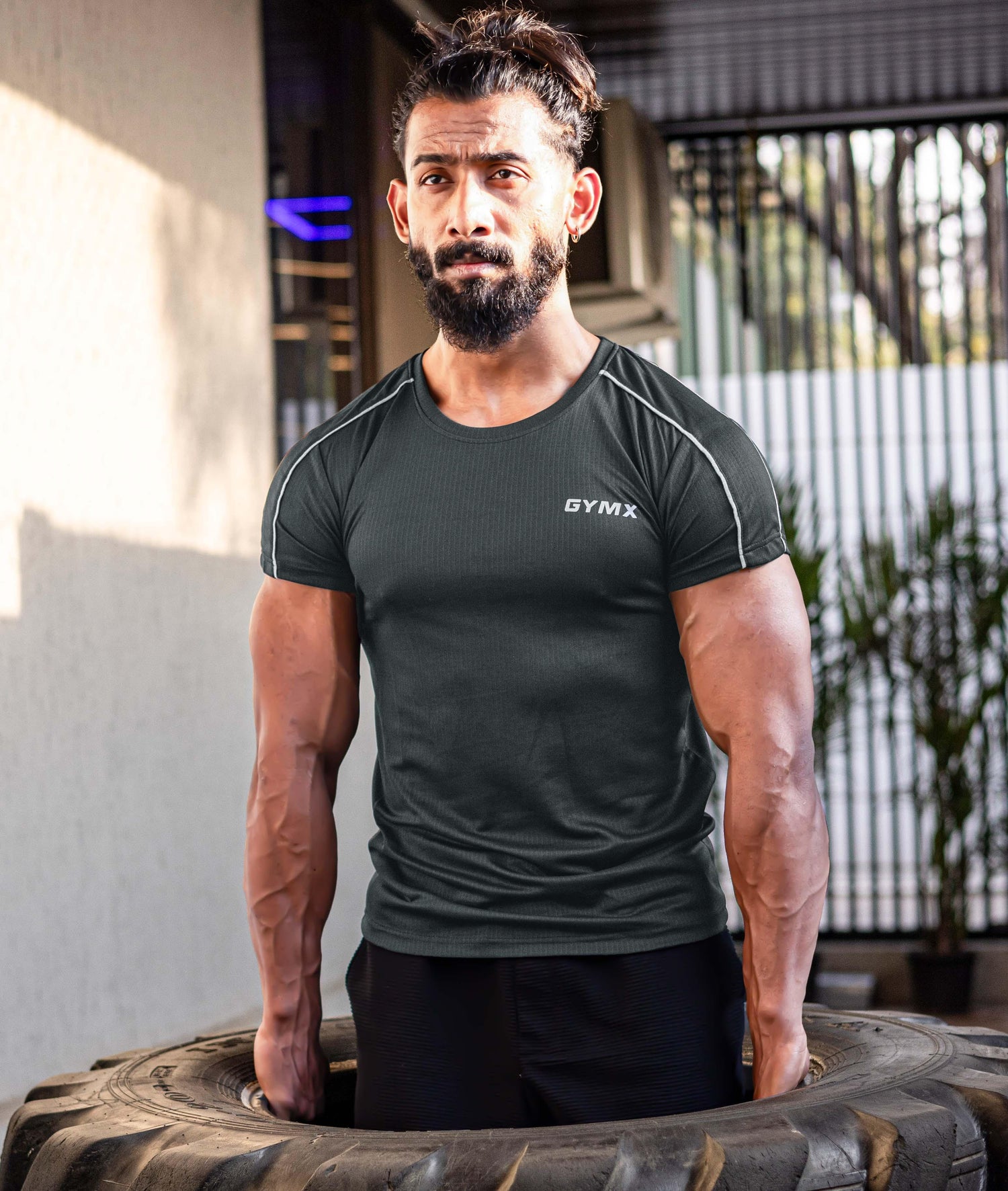 Active Air Checks GymX Tee: Dark Grey - GymX