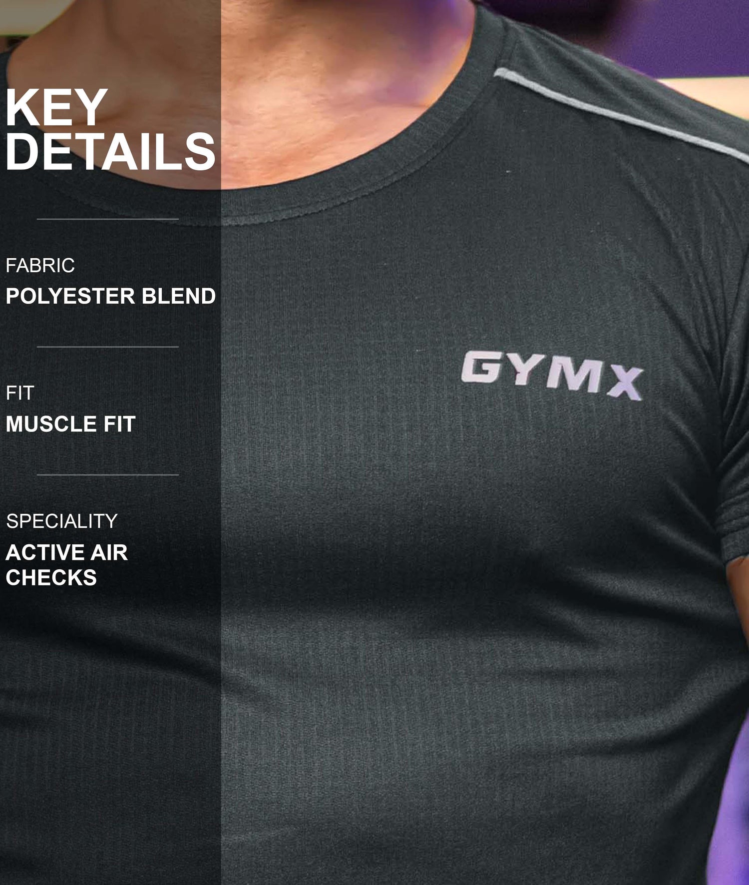 Active Air Checks GymX Tee: Dark Grey - GymX