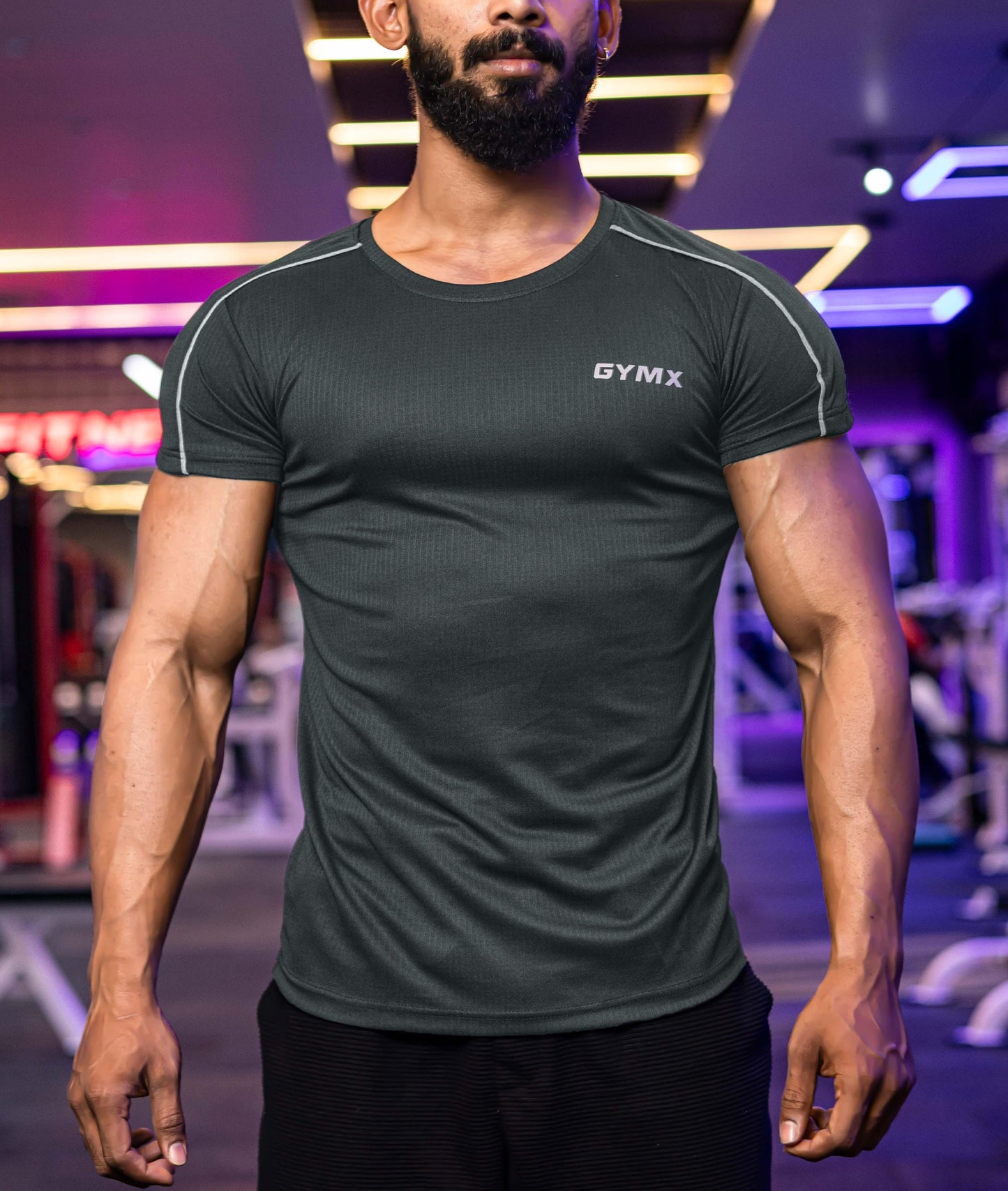 Active Air Checks GymX Tee: Dark Grey - GymX