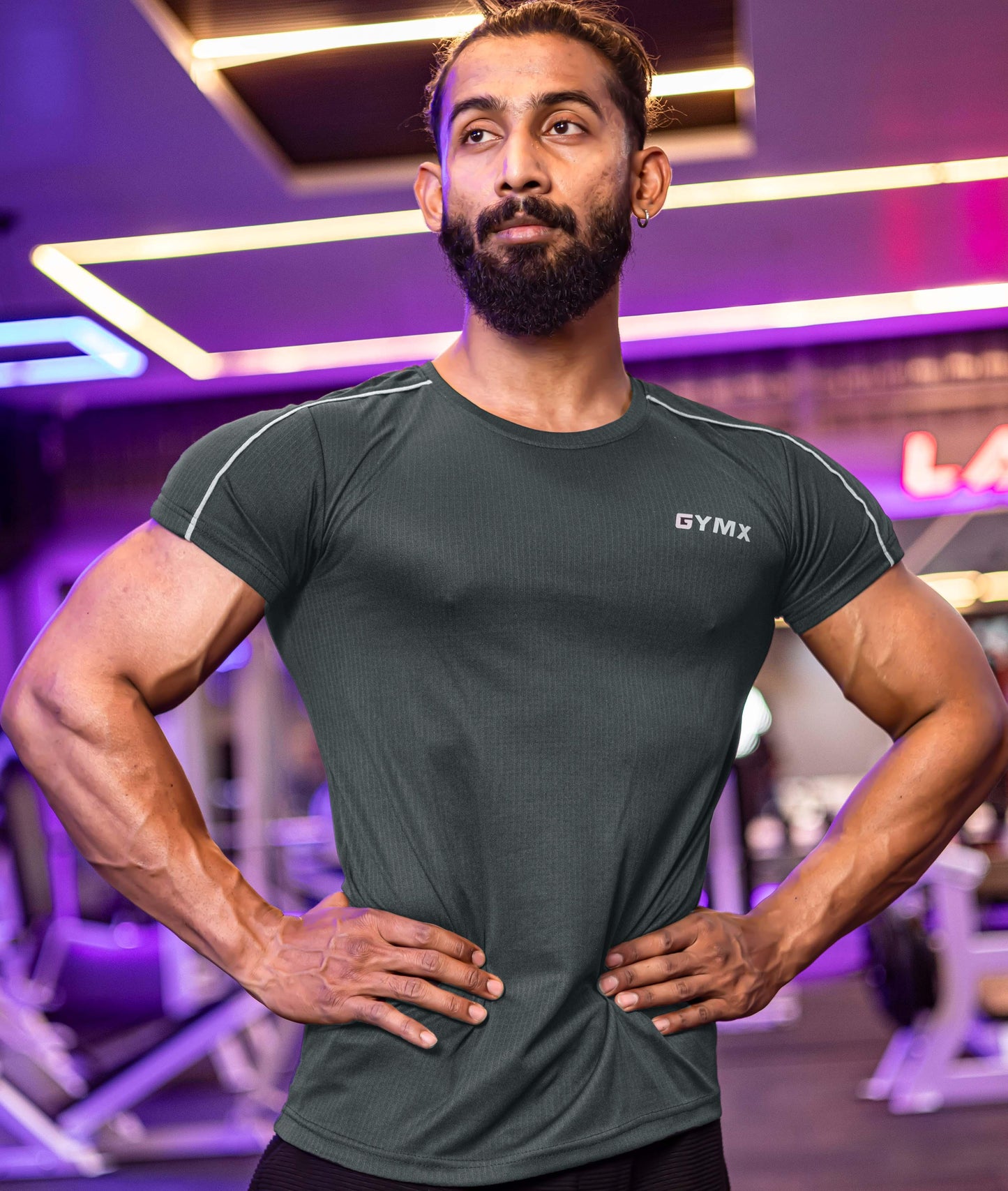 Active Air Checks GymX Tee: Dark Grey - GymX