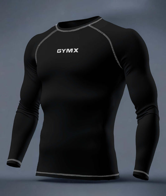 Compression GymX Full Sleeve Tee: Black - GymX