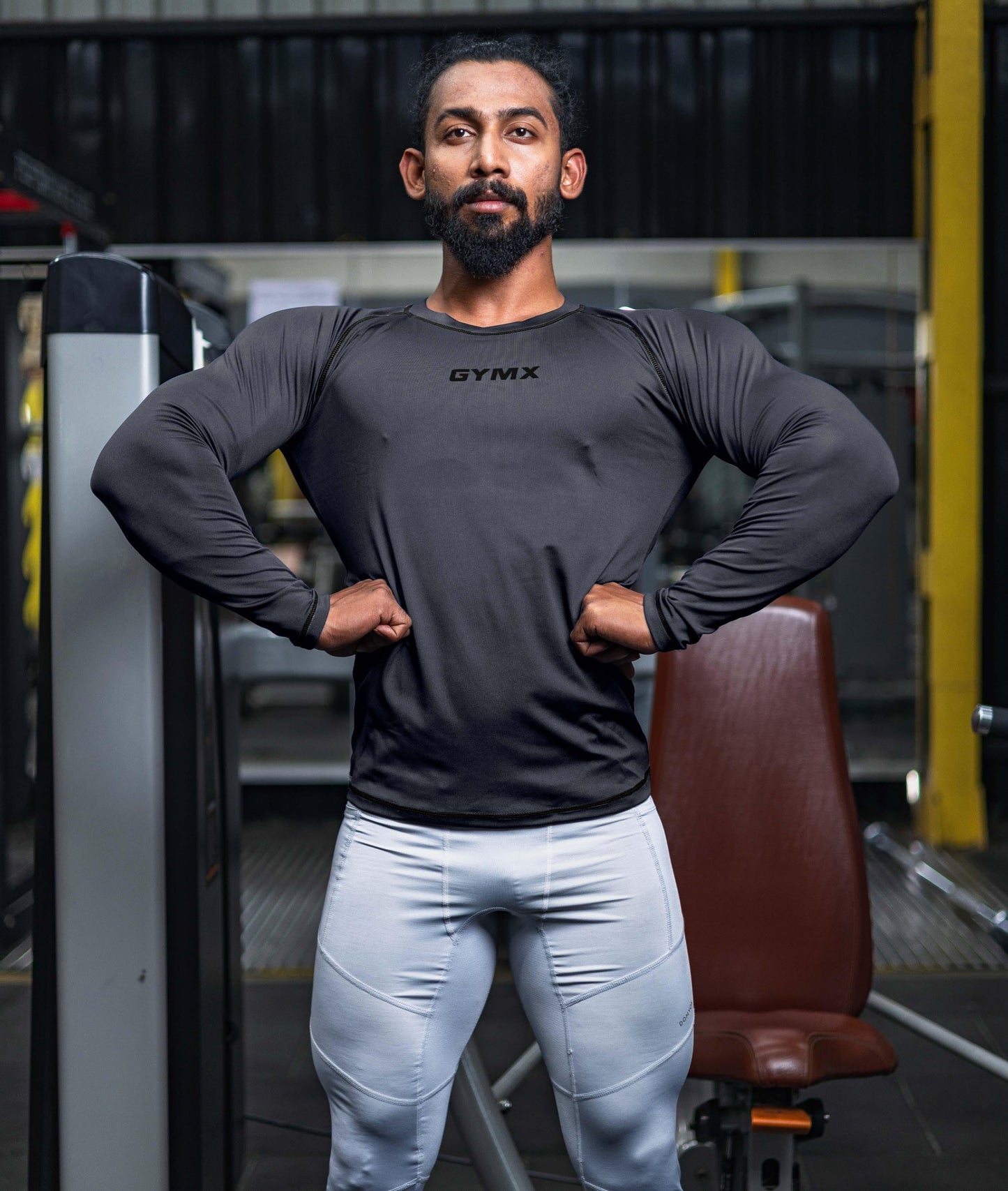 Compression GymX Full Sleeve Tee: Carbon Grey