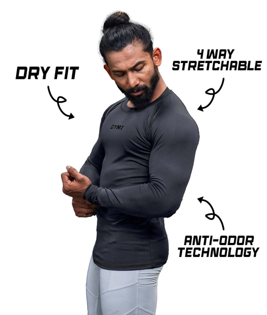 Compression GymX Full Sleeve Tee: Carbon Grey - GymX