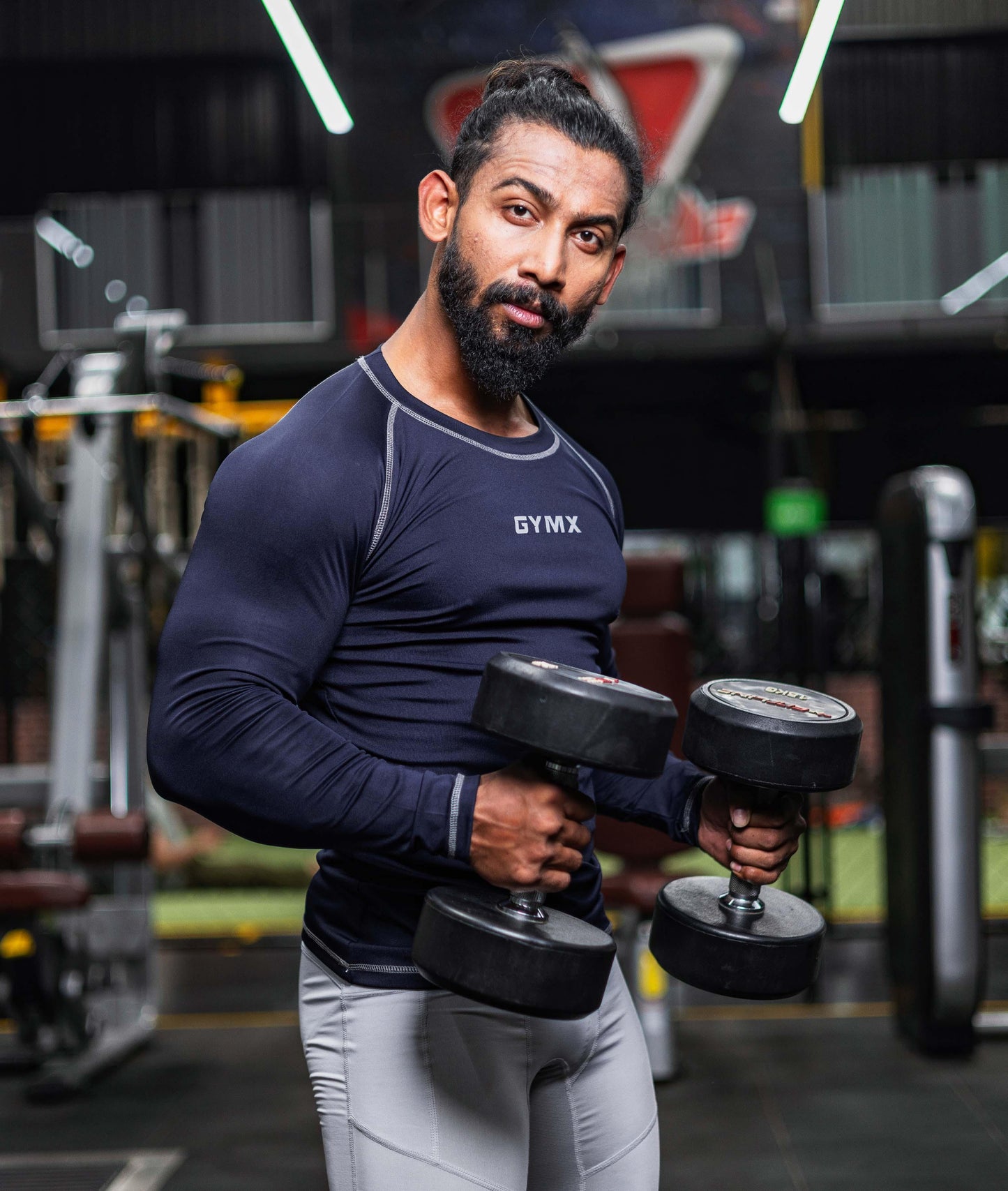 Compression GymX Full Sleeve Tee: Navy Blue