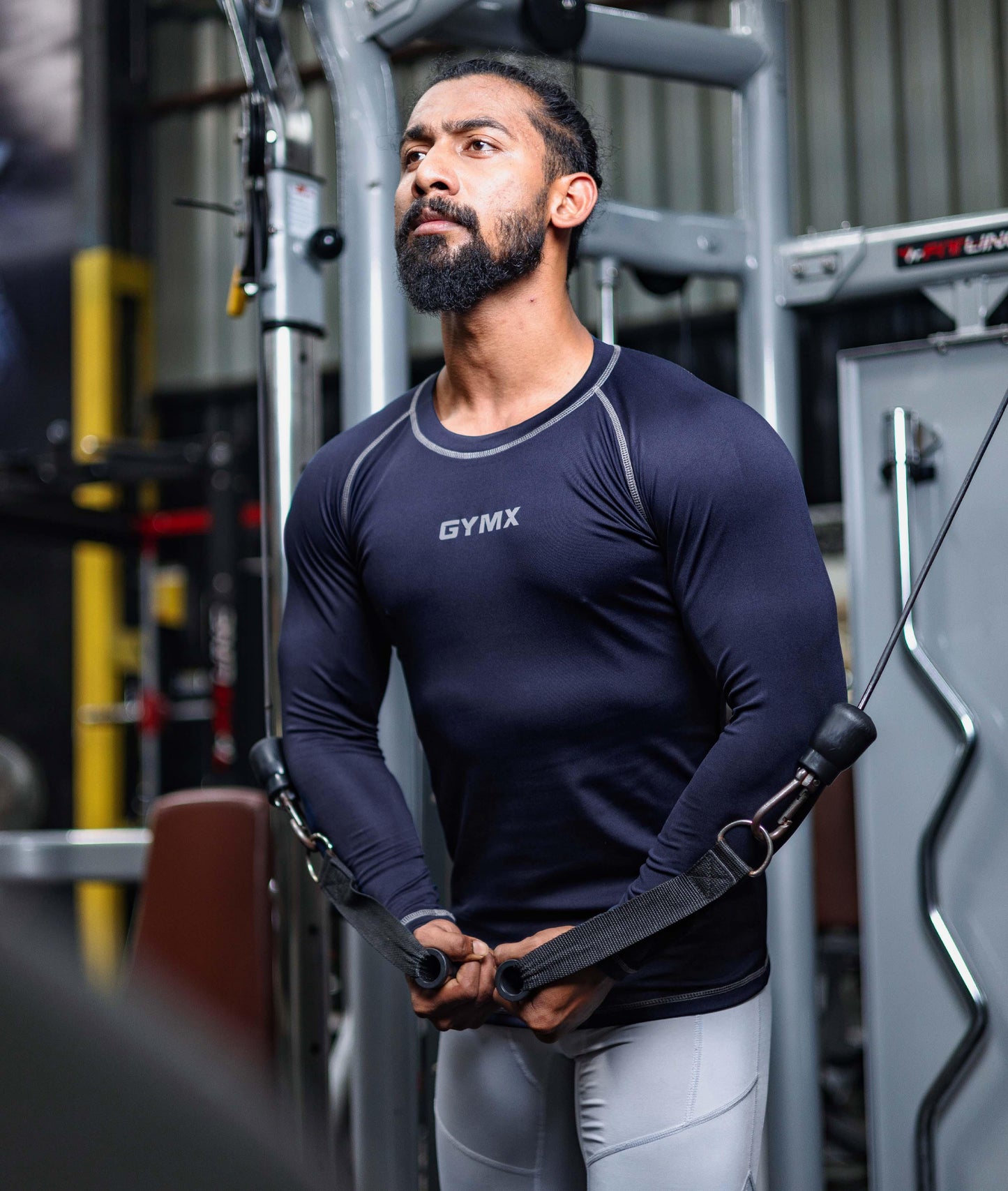 Compression GymX Full Sleeve Tee: Navy Blue