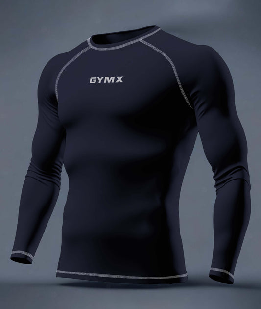 Compression GymX Full Sleeve Tee: Navy Blue - GymX