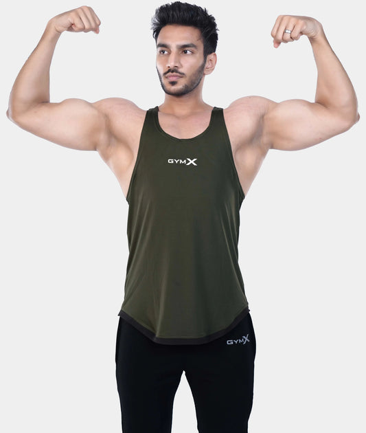 Streak GymX Stringer: Olive Green - Sale