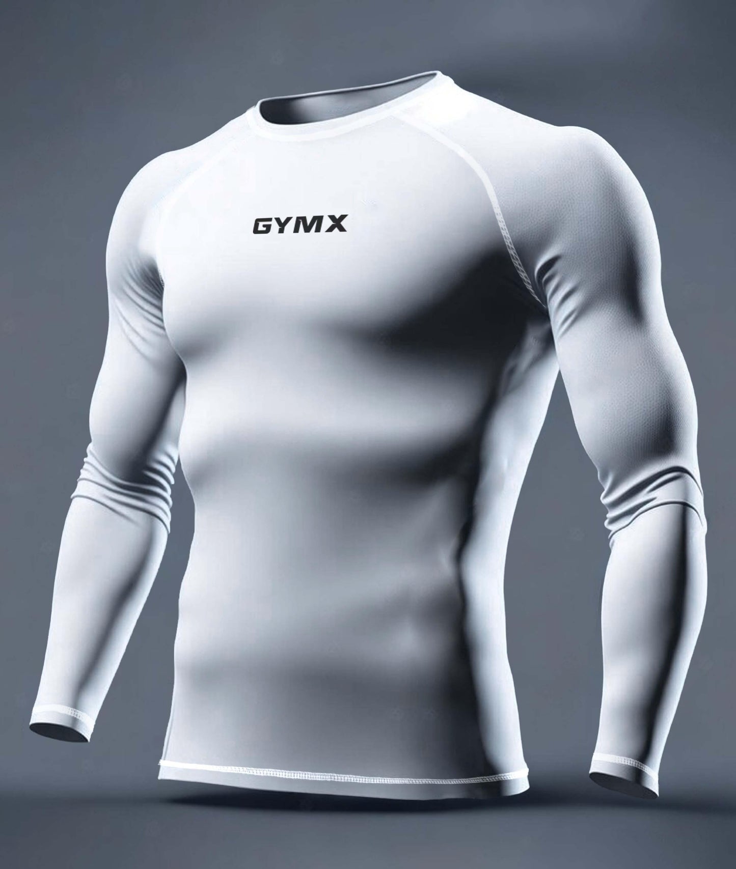 Compression GymX Full SleeveTee: Perfect White