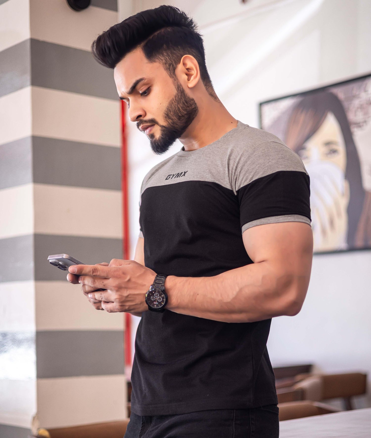 Lifestyle GymX Tee: Grey & Black - GymX