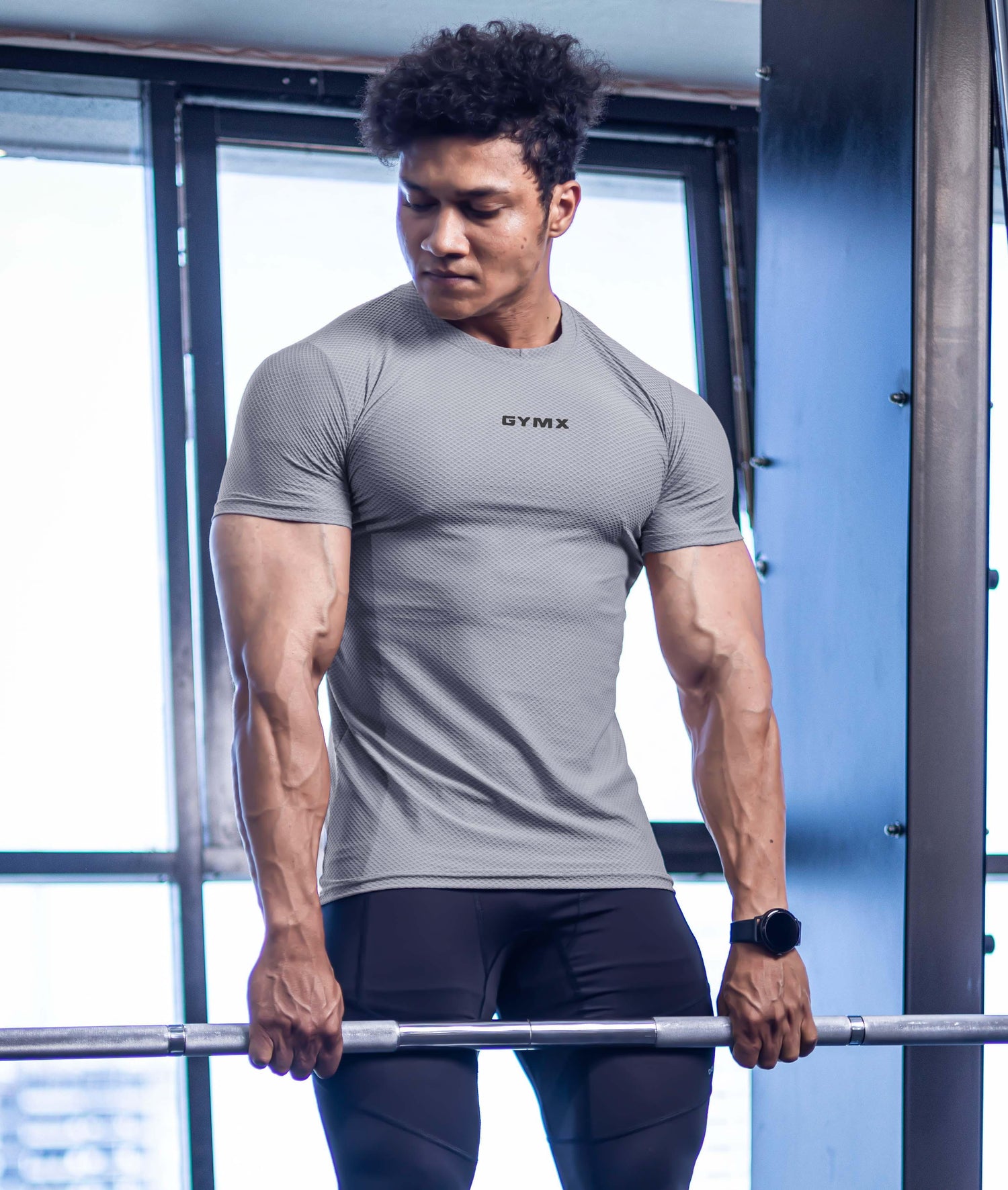 Diamond Cut GymX Tee: Heather Grey - GymX