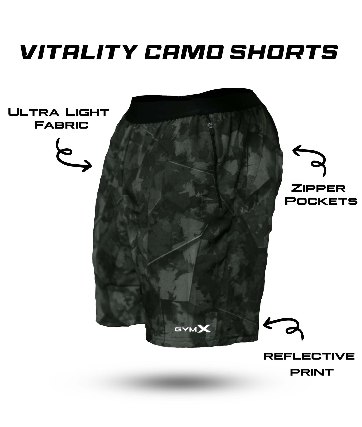 Vitality GymX Shorts: Forest Camo