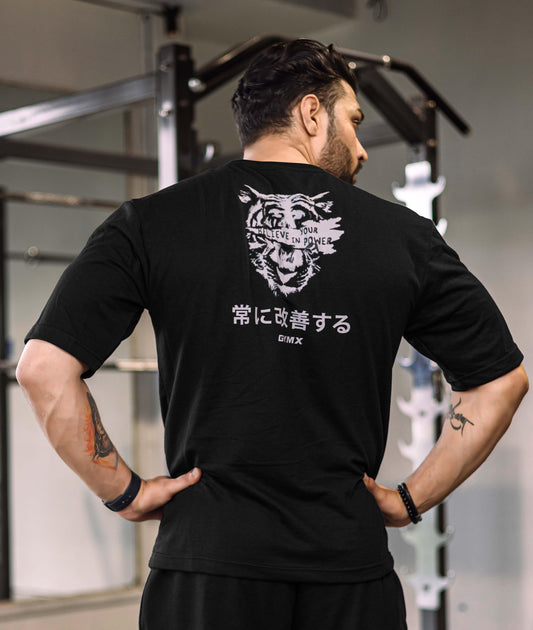Believe In Your Power GymX Oversized T-shirt: Black - Sale