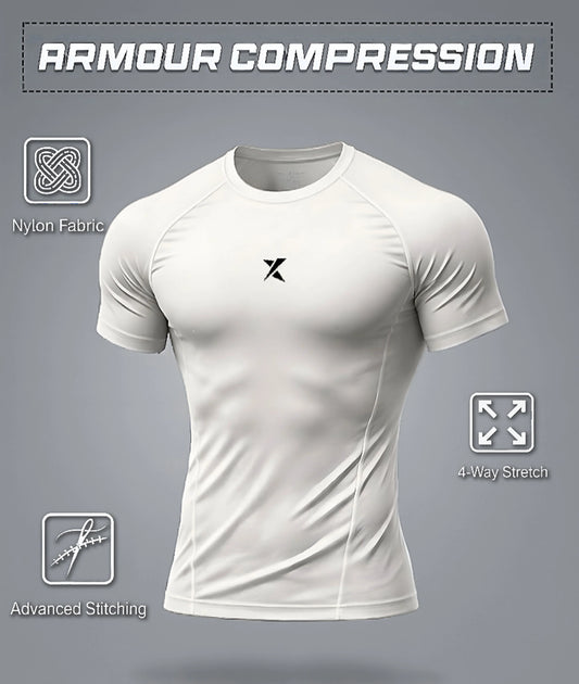 Armour Compression Tees: Frost White (Nylon)