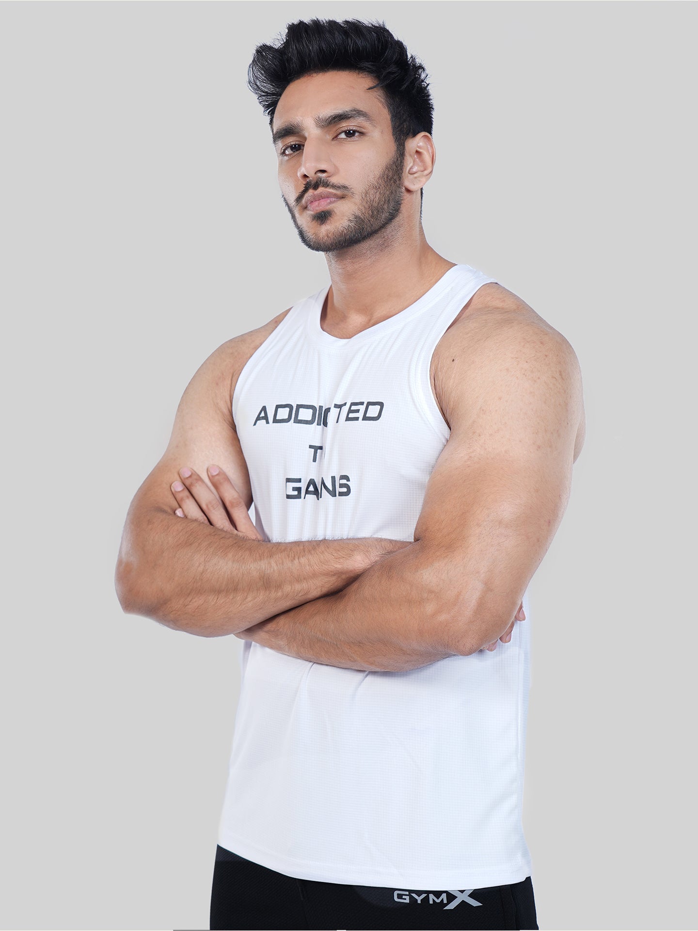 Ultra Lite GymX White Tank: Addicted To Gains - Sale