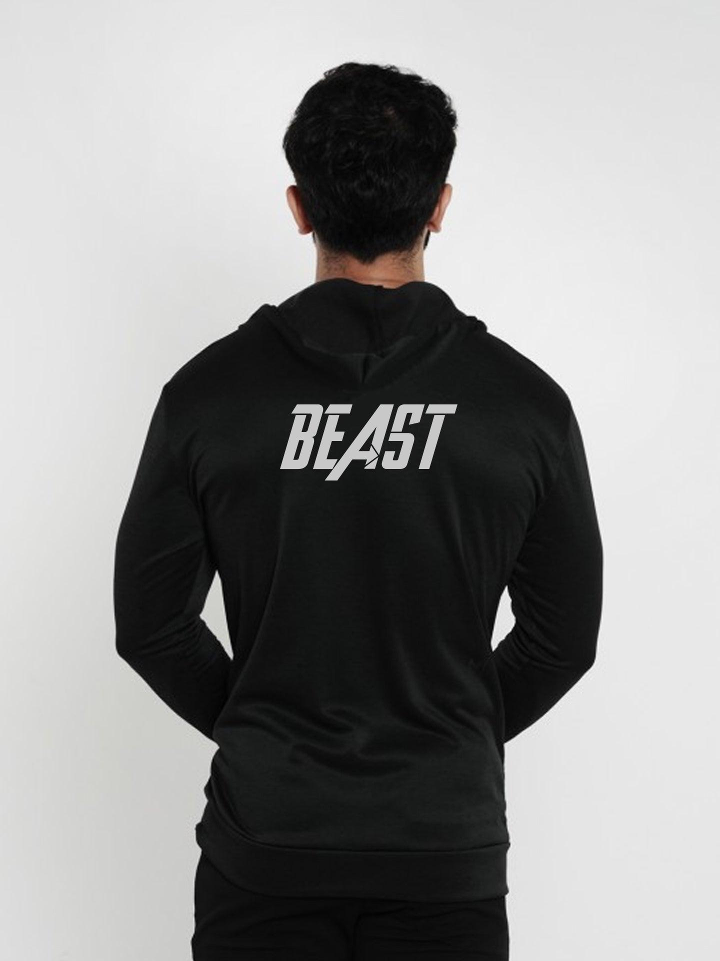 Beast Jet Black Muscle Fit Hoodie- Sale - GymX
