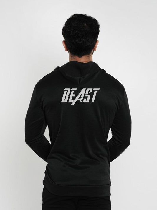 Beast Jet Black Muscle Fit Hoodie- Sale - GymX