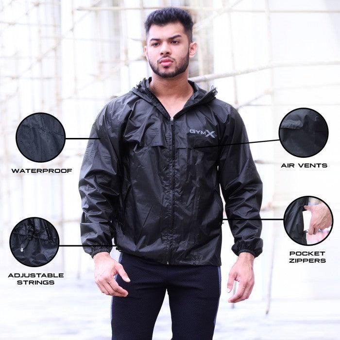 Beast Jet Black Black - GymX Hurricane Waterproof Jacket- Sale (rainwear) - GymX