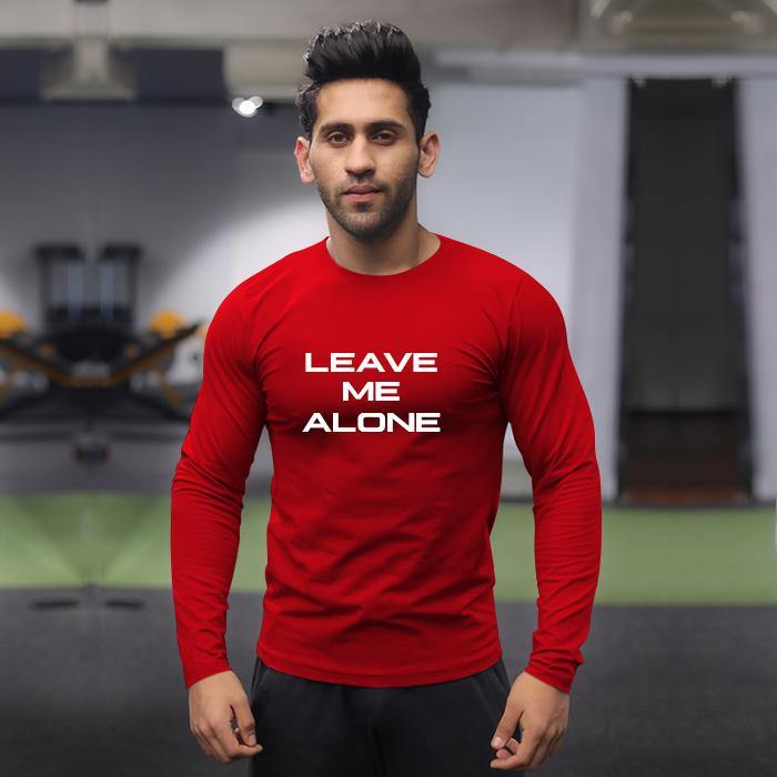 Leave Me Alone Blood Red Full Sleeve Tee - GymX