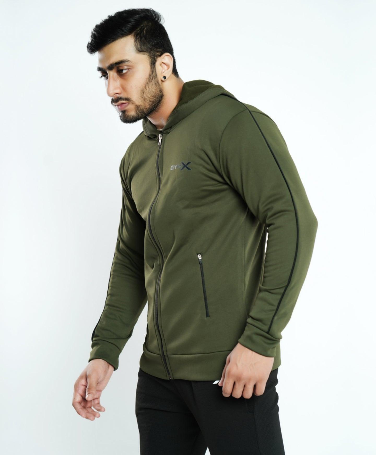 Fleece Tech Hoodie- Olive Green - Sale - GymX