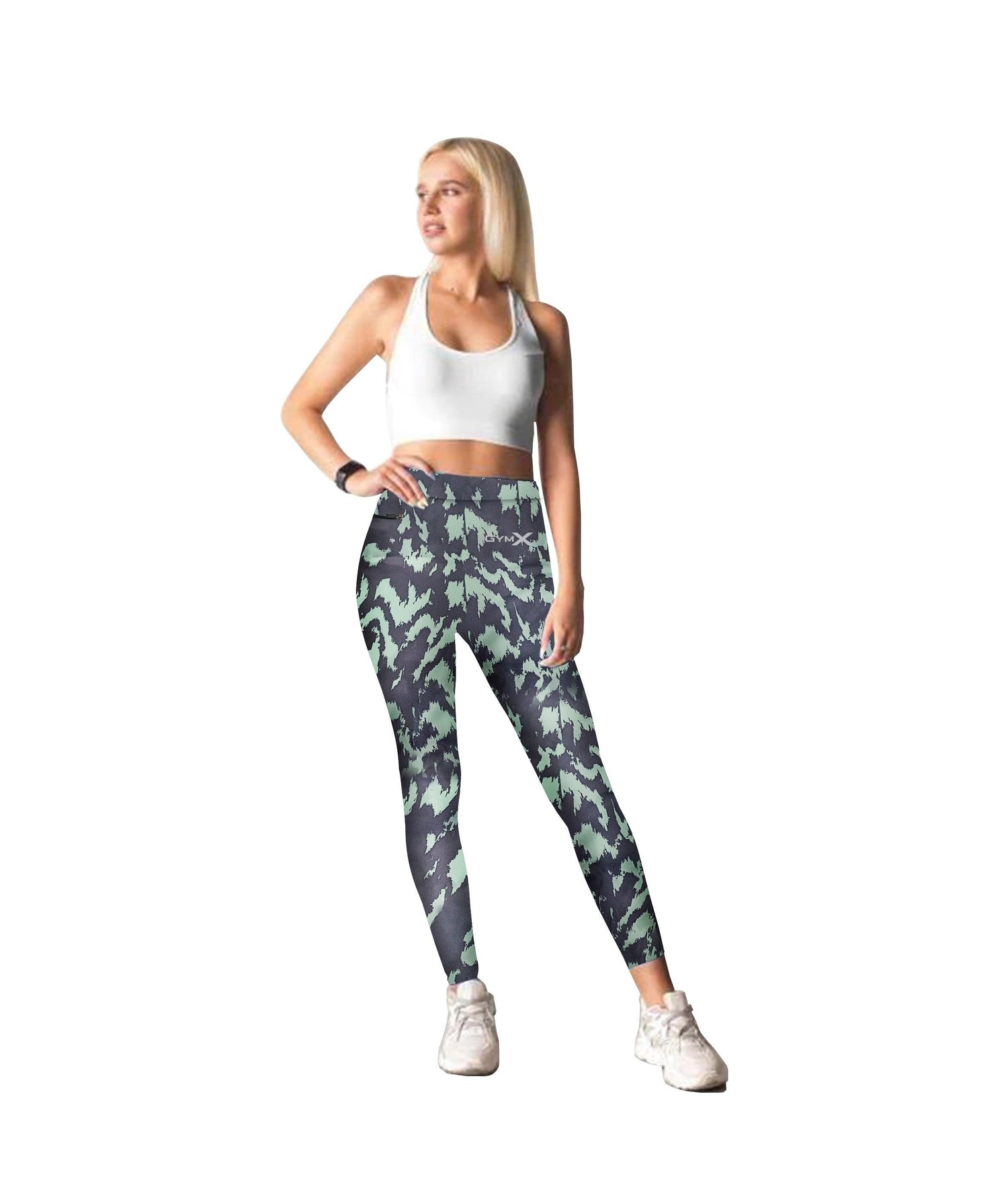 GymX Fusion Neon Green Camo Leggings Sale