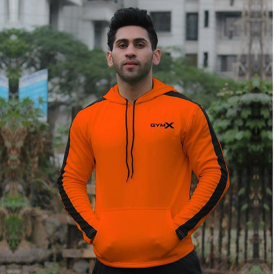 Neon Orange with Black Panelled Pullover- Villain Series - GymX