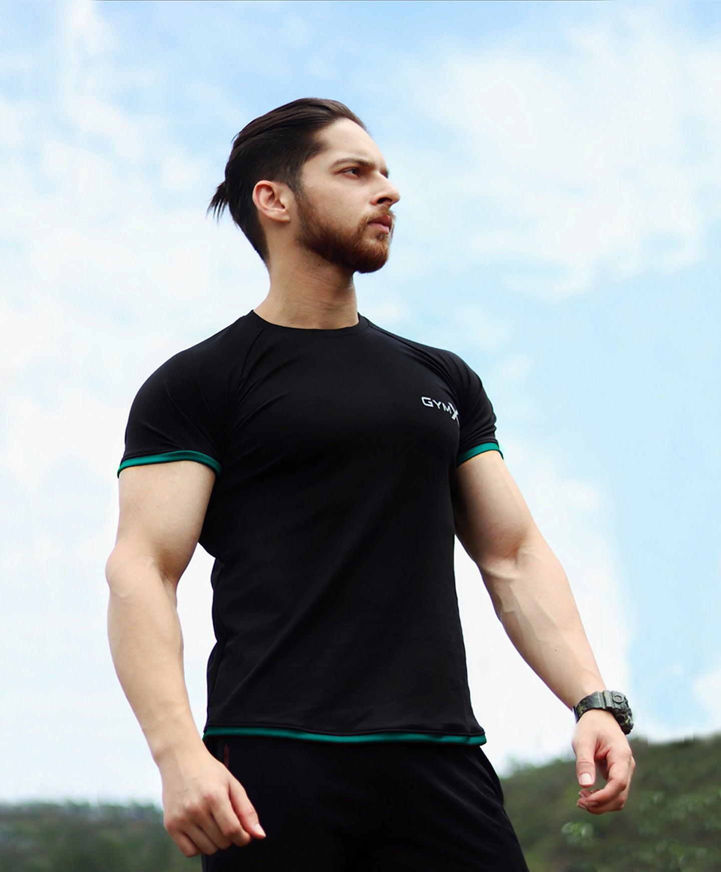 Attitude Emerald Black Muscle Fit Tee - GymX