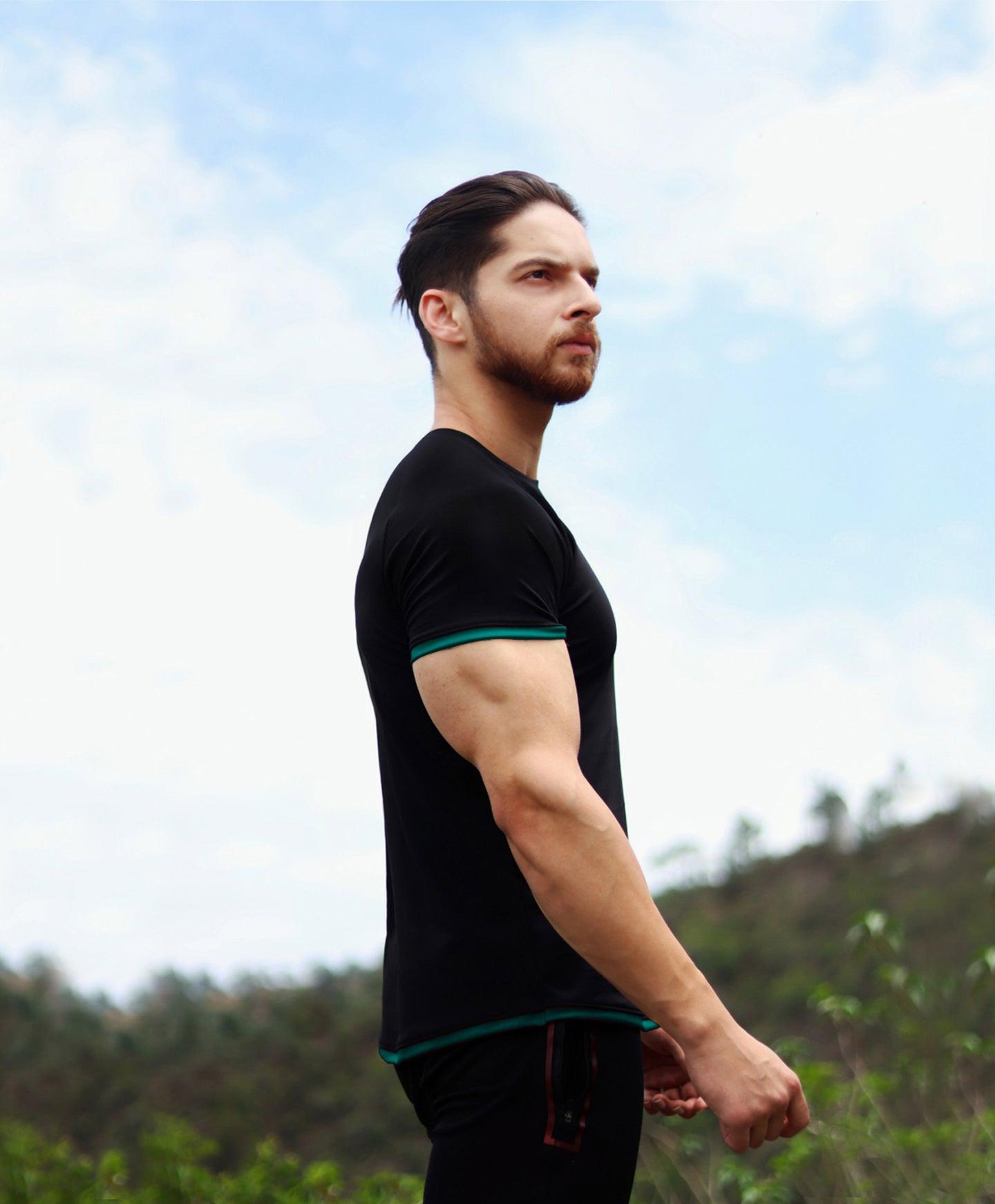 Attitude Emerald Black Muscle Fit Tee - GymX