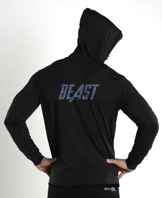 GymX Beast Jet Black Muscle Fit Hoodie - Sale