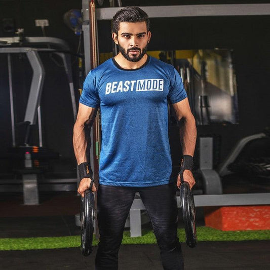 Beast Mode Azure Blue Tee - Essential Series- Sale - GymX
