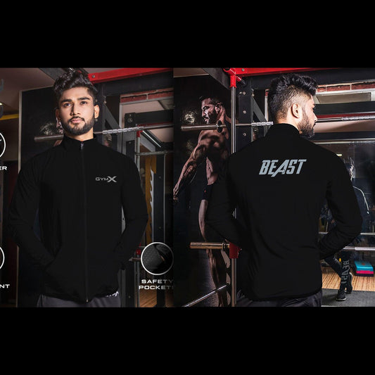 Beast Jet Black Jacket Summer Windcheater- Aero Series - GymX
