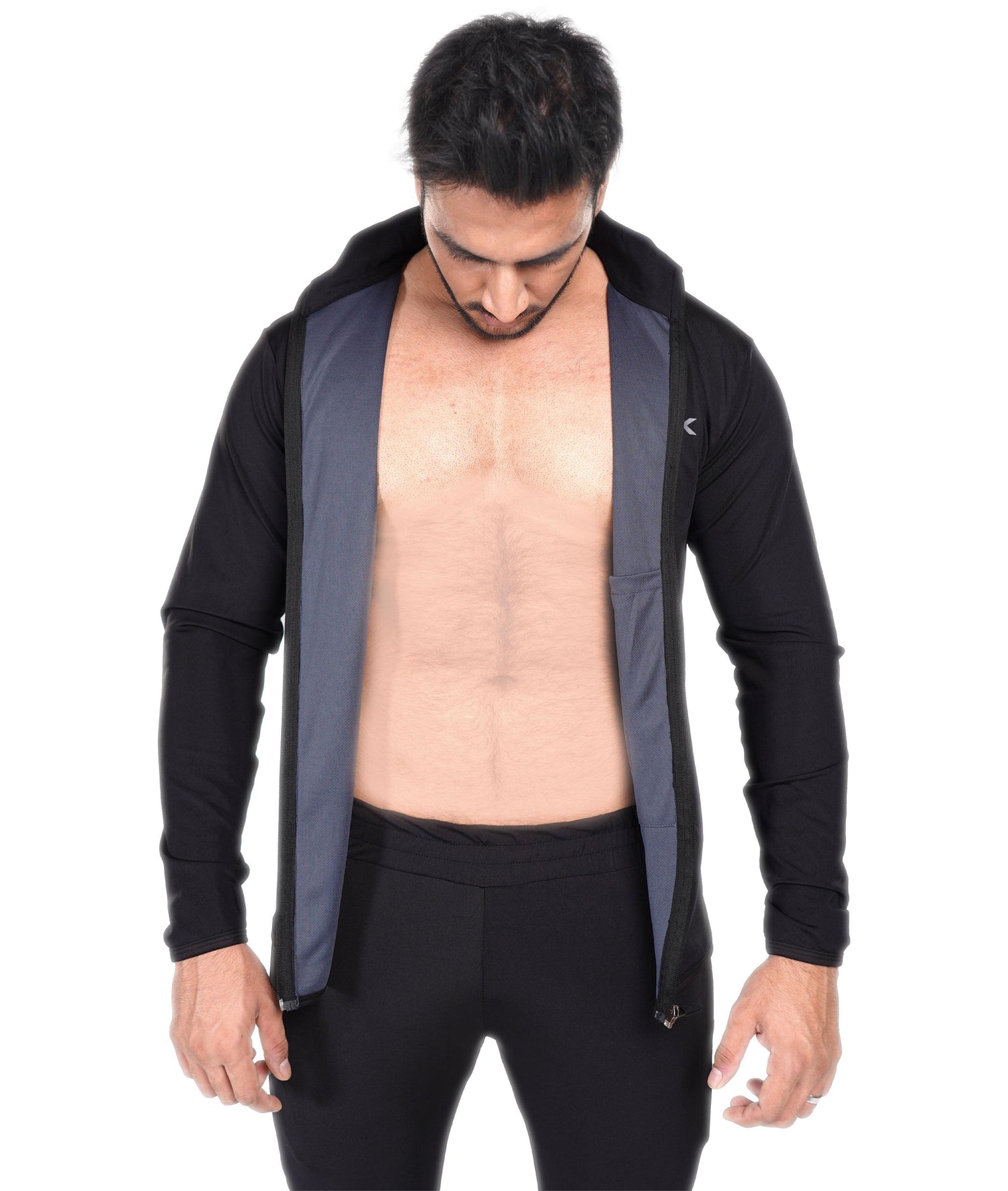 Jet Black GymX Windbreaker Summer Jacket (Dedicated Phone Pocket) - Sale - GymX