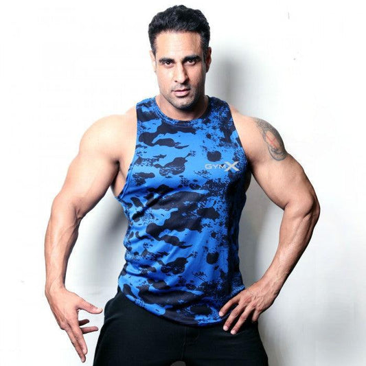 Cobalt Blue Rock Tank- Meteorite GymX Series(Dry Fit)- Sale - GymX