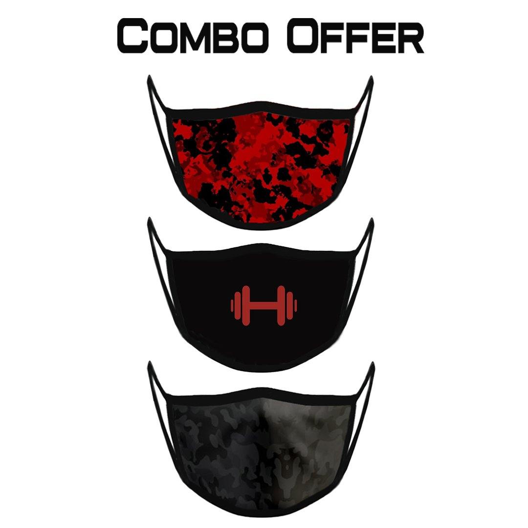 Combo C- Fire Red+ Gym Addict + Black Knight Masks - GymX