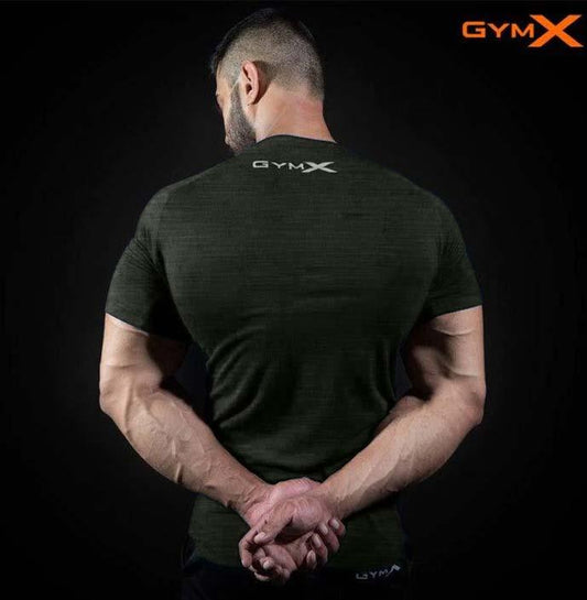 GymX Olive Green Line pattern Tee - Sale - GymX
