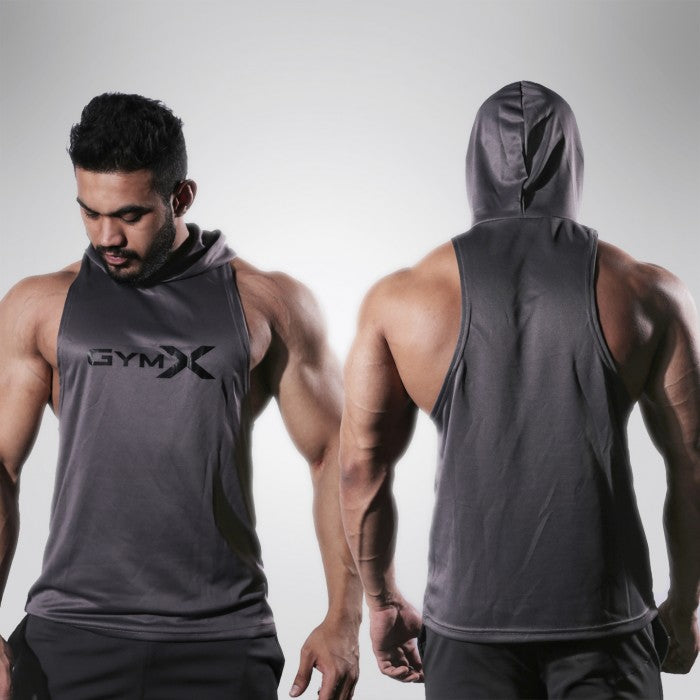 GymX Zurik Steel Grey Sleeveless Hoodie - Sale