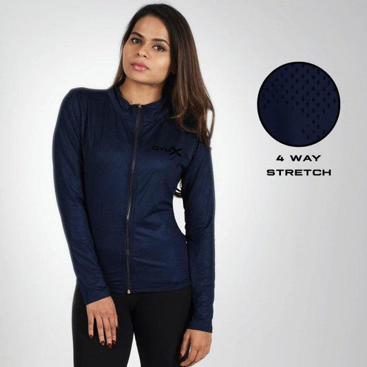 GymX Midnight Navy Full Zip Jacket- Athena Series- Sale - GymX